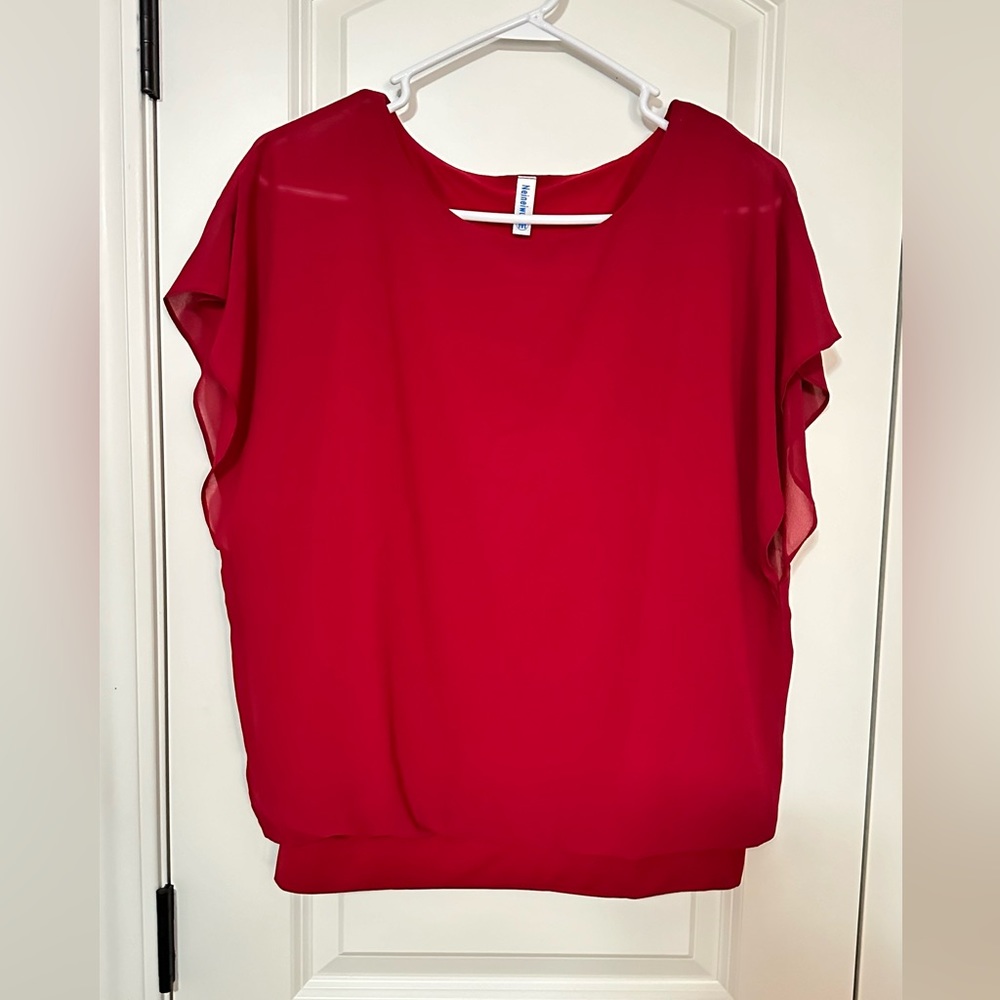 Women’s Loose Casual Short Sleeve Chiffon Top - Picture 3 of 5